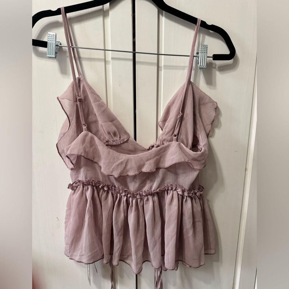 MISSGUIDED Flowy Ruffle Trim Chiffon Babydoll Peplum Sleeveless Tank Top M NWT - Picture 5 of 7